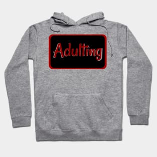 Adulting Label Red Hoodie